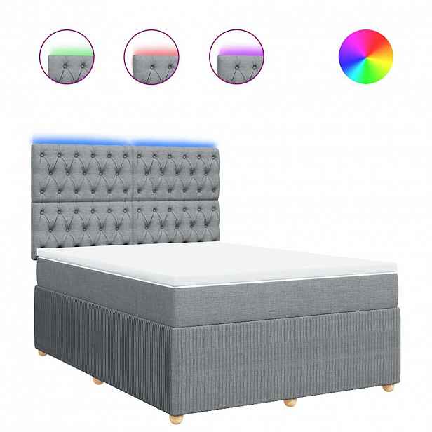 vidaXL Box spring postel s matrací světle šedá 140 x 200 cm textil