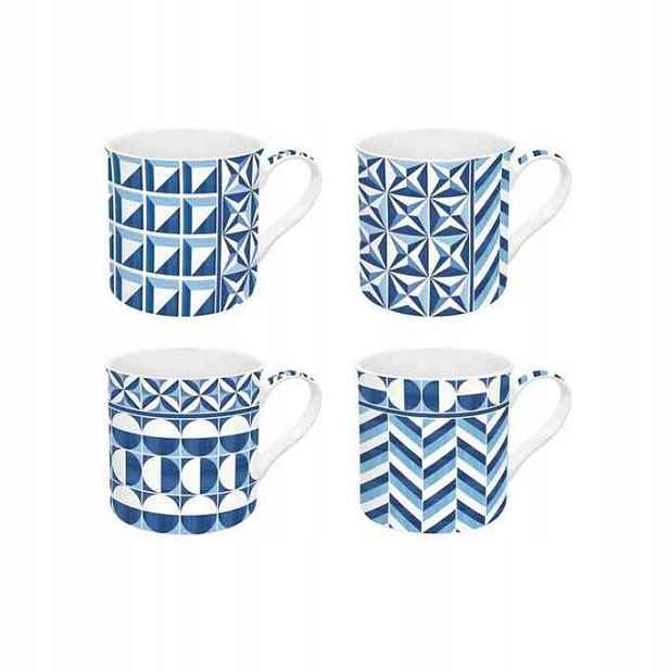 Porcelánové Hrnky Atmosphere Geometric Blue Sada Hrnek x 4 ks