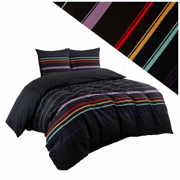 Povlečení 220x200 2 povlaky 70x80 hladké Eusebia Home zip proužky