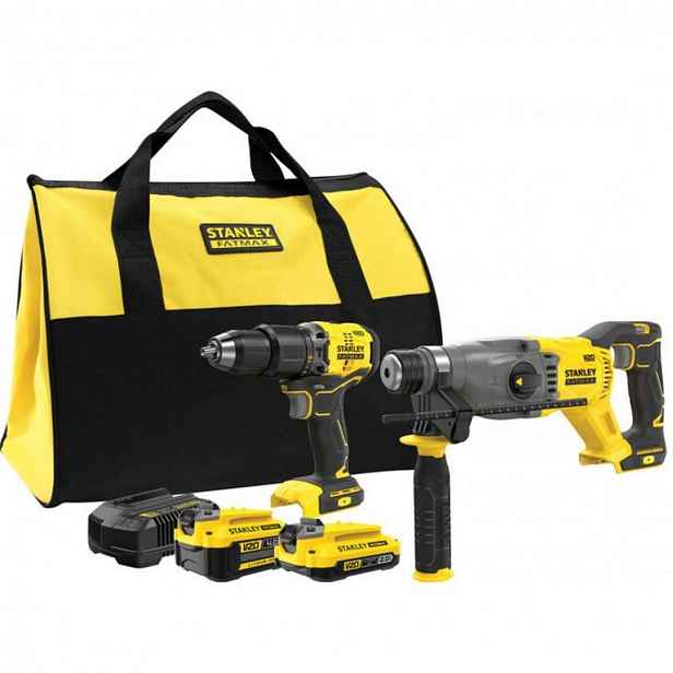Stanley - 18V AKU sada příklepové vrtačky a kombinovaného kladiva, 1x aku 4,0 Ah a 1x aku 2,0 Ah, nabíječka SFMCK216MDS-QW