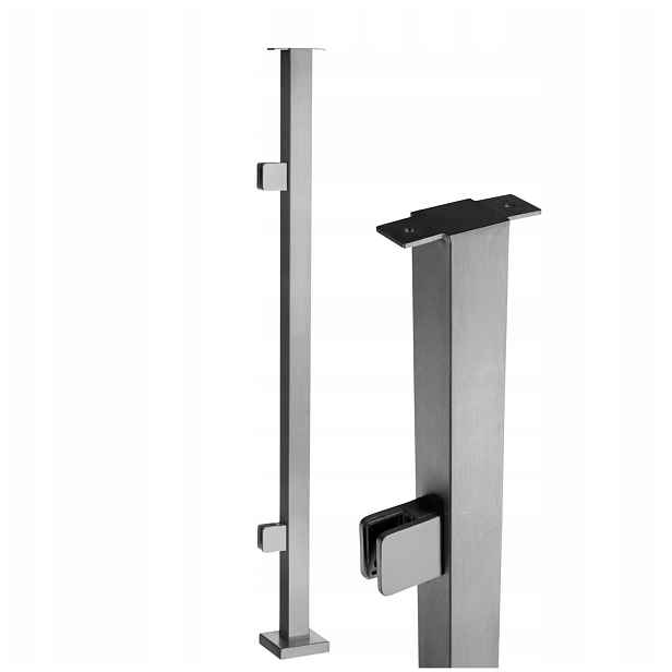 Startovací Sloupek 110 cm, Sklo 2 Úchytky 40x40 Broušený Nerez