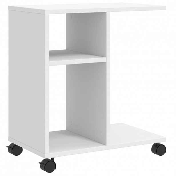 vidaXL Odkládací stolek na kolečkách bílý 50x30x55 cm kompozitní dřevo