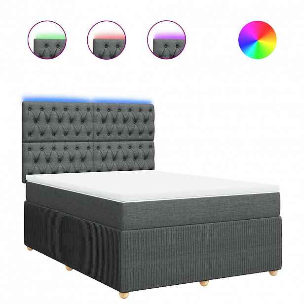 vidaXL Box spring postel s matrací tmavě šedá 140x200 cm textil
