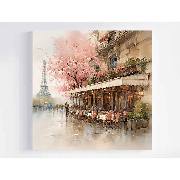 Obraz Na Plátně Canvas Francie Paříž Eiffelova Věž Kavárna Jaro 50x50
