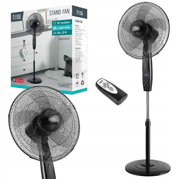 Stojanový ventilátor Větrník ovládaný dálkovým ovladačem Teesa TSA8065 50W nastavitelný
