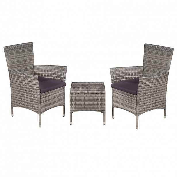 vidaXL 3dílný bistro set polyratan šedý
