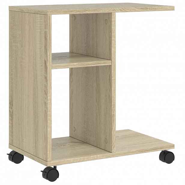 vidaXL Odkládací stolek na kolečkách dub sonoma 50x30x55 cm kompozit