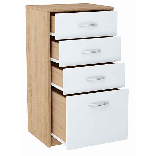 Komoda skříňka 45 cm 4S Bílá-sonoma 4 zásuvky Rob