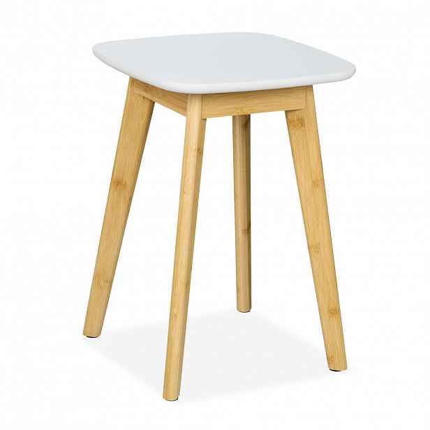 Relaxdays STOLIČKA Přírodní Bílá bambus 46 cm