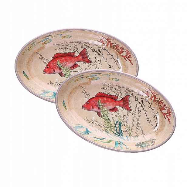 Sada 2 oválných misek 24 x 15 cm Sea Life Rose&Tulipani