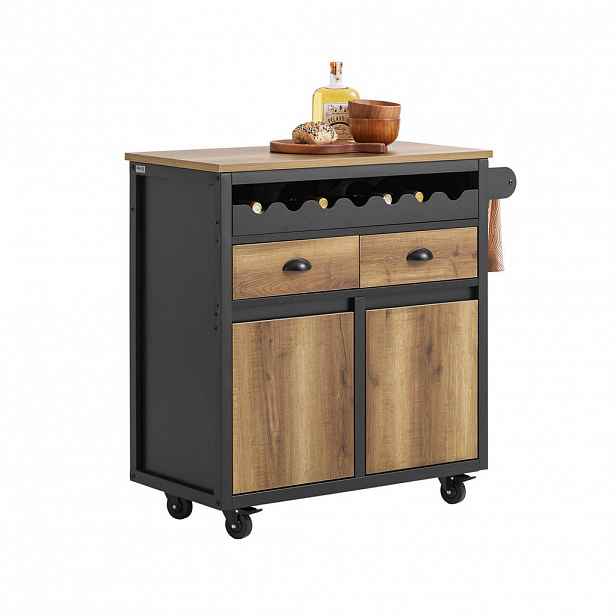 SoBuy KUCHYŇSKÝ OSTRŮVEK se 2 zásuvkami Hnědá 89x40x87cm Industriální