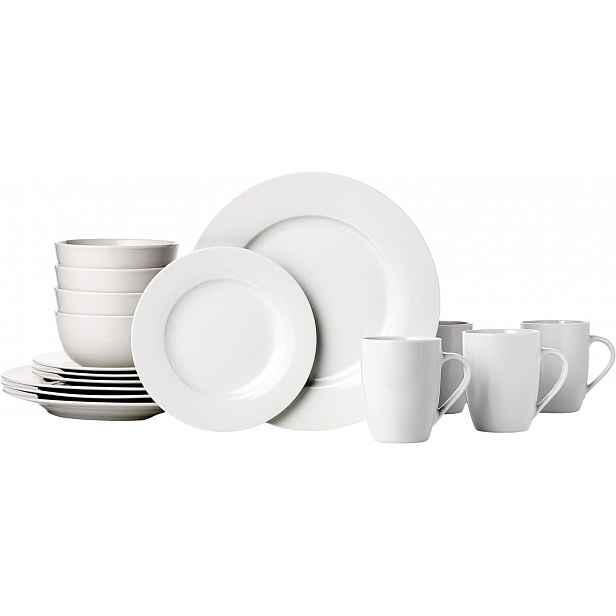 16dílná porcelánová jídelní sada Amazon Basics pro 4 osoby bílá