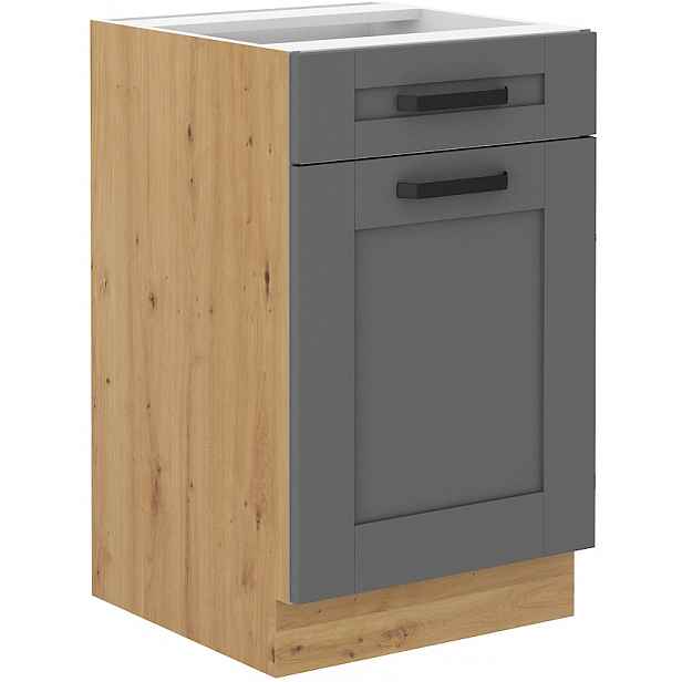 Spodní skříňka Luna 50 D 1F 1S BB - Premium Box Barva korpusu: Dub artisan, Barva dvířek: Dust Grey