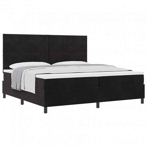 vidaXL Postel s boxspringem s čelo Černý 200 x 200 cm samet