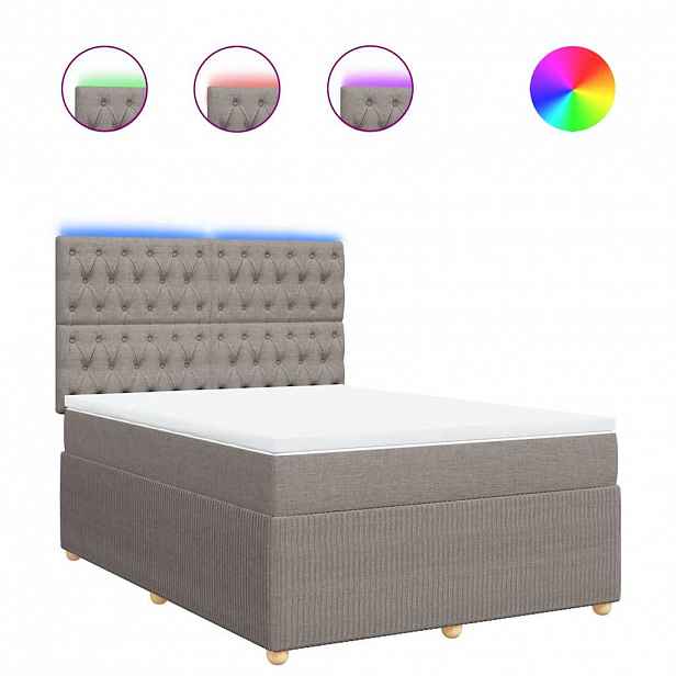 vidaXL Box spring postel s matrací taupe 140x200 cm textil