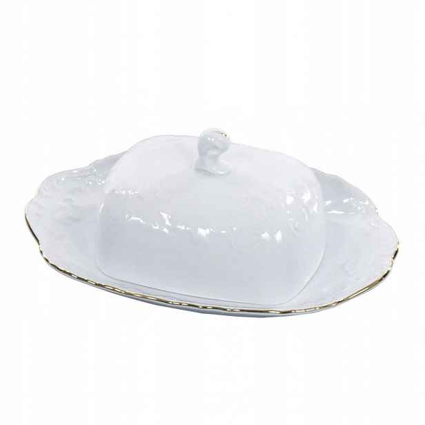 Ćmielów Porcelánová máslenka Rococo Zlatá linka 3604