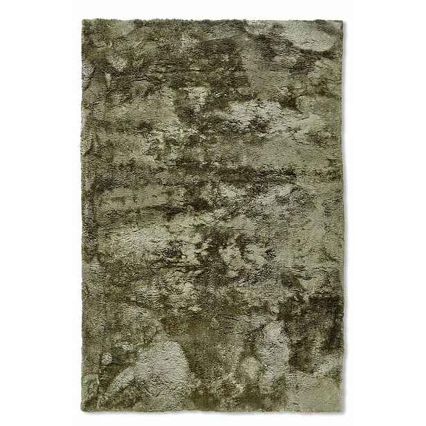 Koberec plyšový shaggy do obývacího pokoje, 160 x 230 cm, silný, lahvově zelená barva