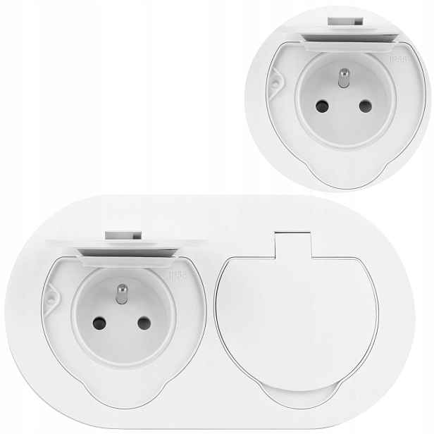 Orno Hermetická Elektrická Zásuvka dvojitá 2x230V oválná IP55 bílá