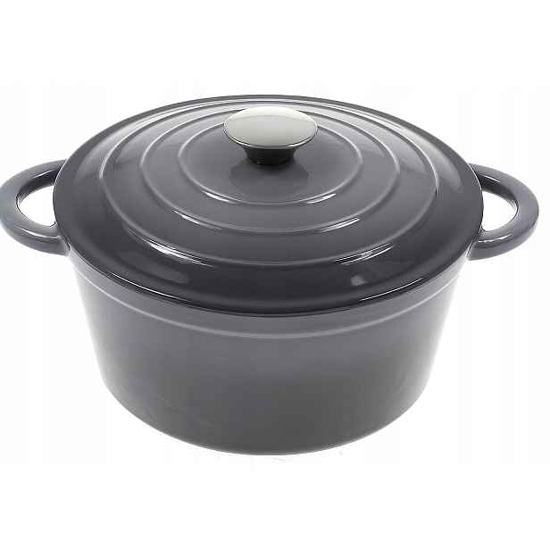 Hrnec 4,2 L Smaltovaný S Poklicí Šedý Indukční Trouba 24 CM