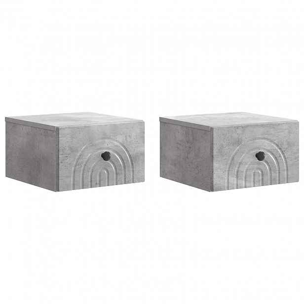 vidaXL Nástěnný noční stolek 2 ks Betonově šedá 33 x 34,5 x 20 cm