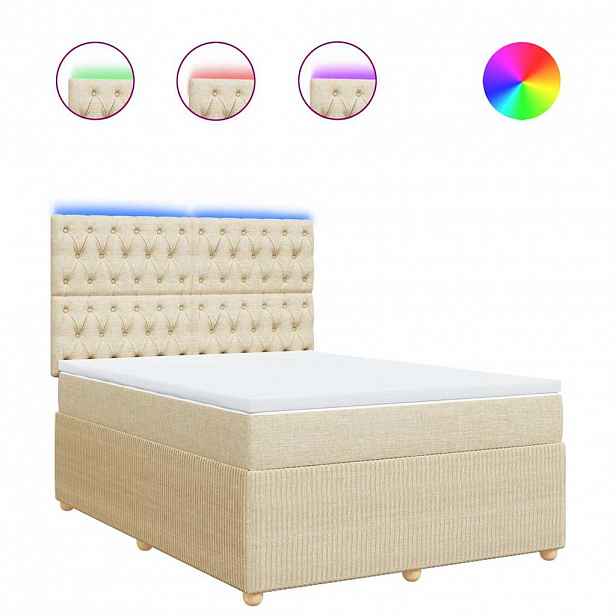 vidaXL Box spring postel s matrací krémová 140x200 cm textil