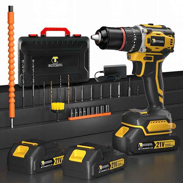 Conentool 21V Bezkartáčová Aku Vrtačka s Diy příslušenstvím