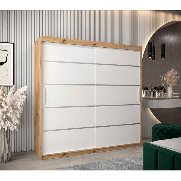 Šatní skříň Abi V1 Barva korpusu: Dub artisan, Rozměry: 200 cm, Dveře: Bílá