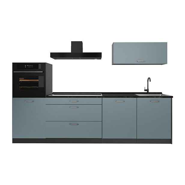 Vicco KUCHYŇSKÝ KOUT R-Line, Modrošedá/Antracit, 280 cm pracovná doska antracitová