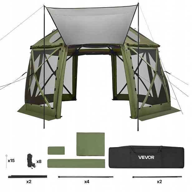 Zahradní pavilon altán moskytiéra stan 3.96 x 3.96 m zelený