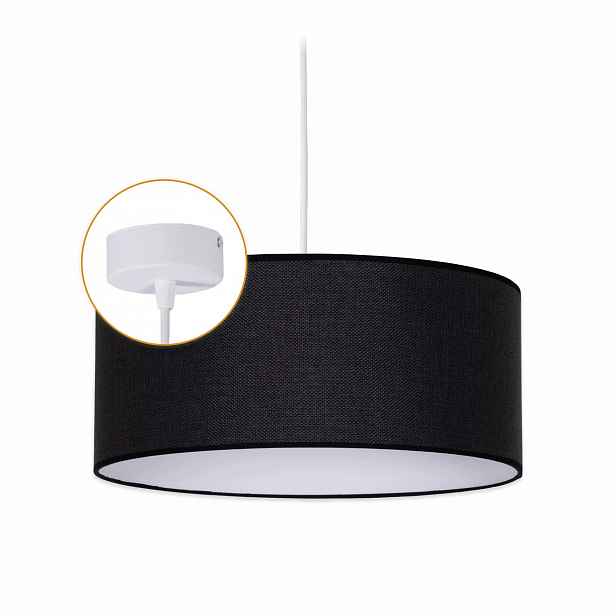 Závěsná lampa Cerlux s černým Lněným stínítkem 35 cm Klosz 1x E27