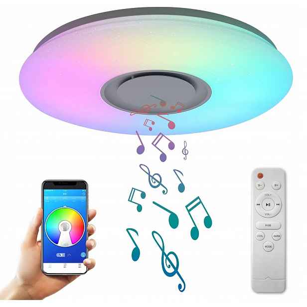 Lampa stropní svítidlo Led Rgb Barevný Bluetooth reproduktor 60W Dálkový Ovladač Set