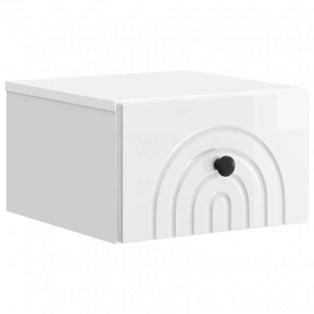 vidaXL Nástěnný noční stolek Bílá s vysokým leskem 33 x 34,5 x 20 cm