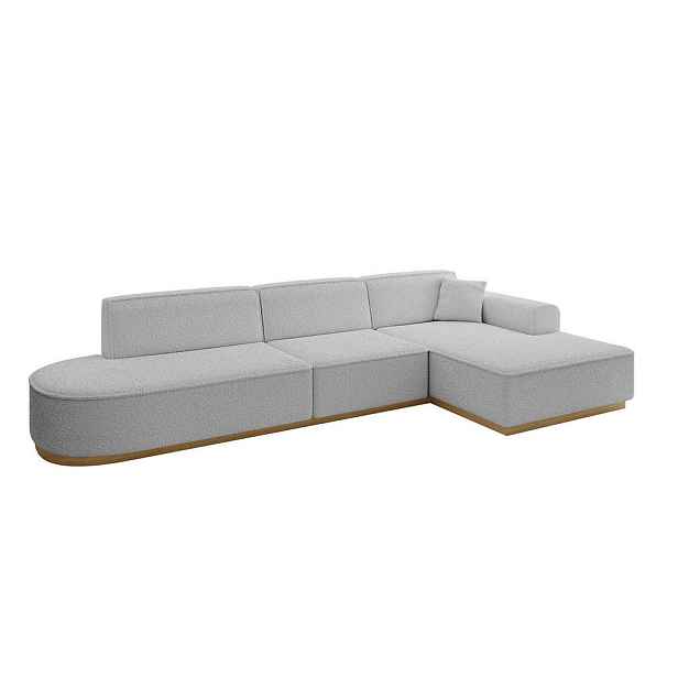 ALTDECOR ROHOVÁ SEDAČKA s otomanem, pravá IREA-L2-v2 327x165x80 Světle šedá Buklé