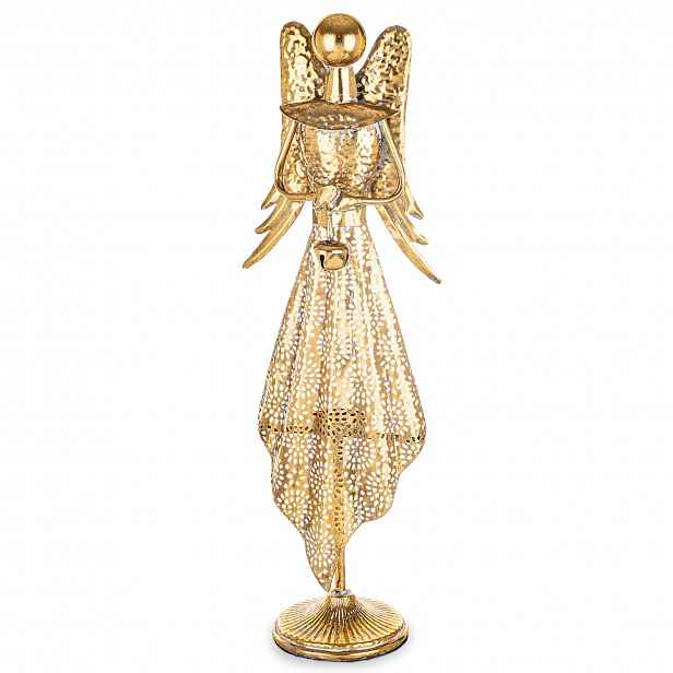 Anděl Figura Anděl zlatý elegantní kovová figurka Dekorace Ozdoba