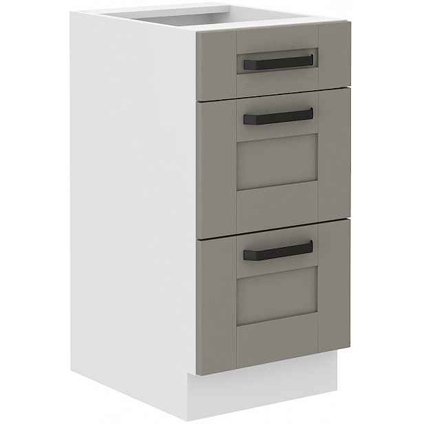 Spodní skříňka Luna 40 D 3S BB - Premium Box Barva korpusu: Bílá, Barva dvířek: Clay Grey