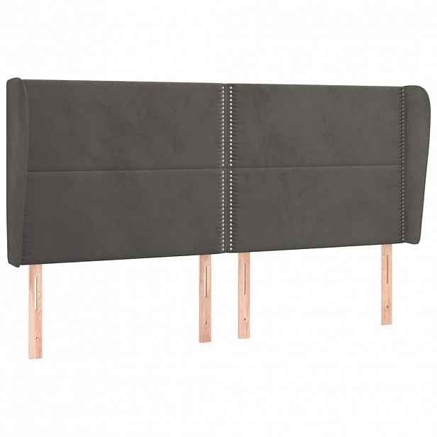 vidaXL Čelo postele typu ušák tmavě šedé 183x23x118/128 cm samet