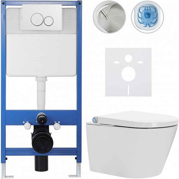 Kompletní WC set Profi/Cronus Standard - bílá lesklá - WC tlačítko Duo/Bílá - předstěnová instalace - 59,3x38,4 cm