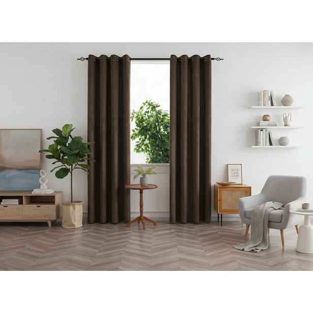Zatemňovací závěs DUNES VELVET 140x250 cm, hnědý Zavěšení: Řasící páska