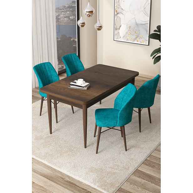 Dining Table & Chairs Set (5 Pieces) Arp - Baroque, Turquoise