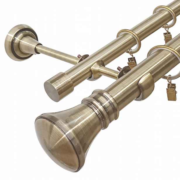 Dvojitá Garnýž Kovový 25 19 MM Zlatý Antik 120 CM Monaco Kolečka