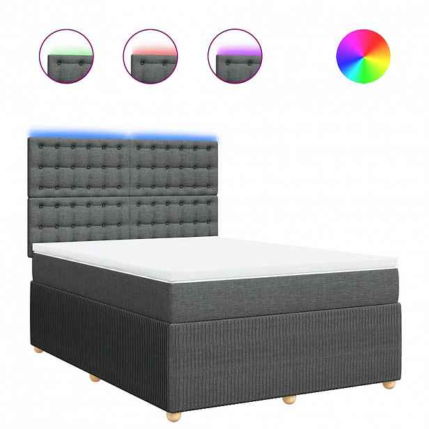vidaXL Box spring postel s matrací tmavě šedá 140x200 cm textil