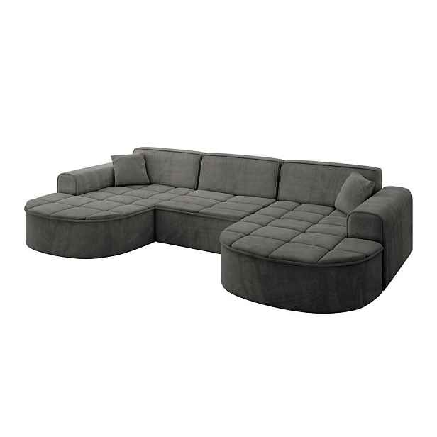 ALTDECOR SEDACÍ SOUPRAVA ve tvaru U TARO-U1 303x171x79,5 Tmavě šedá Velur