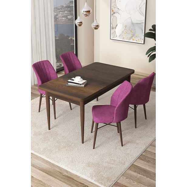 Dining Table & Chairs Set (5 Pieces) Arp - Baroque, Purple