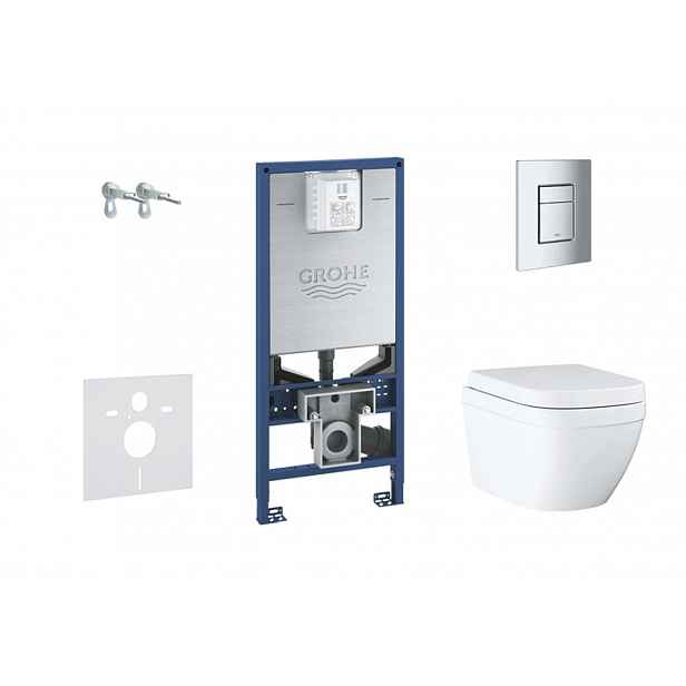 Grohe Rapid SLX - Set předstěnové instalace, klozetu a sedátka, tlačítka Skate Cosmopolitan S, Rimless, softclose 39603SET-KX