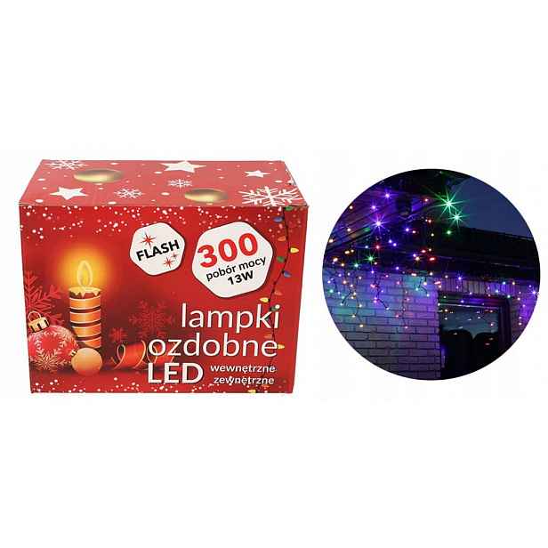 Rampouchy Záclona Lampy Girlanda 300 Led Venkovní Vánoční Multicolor