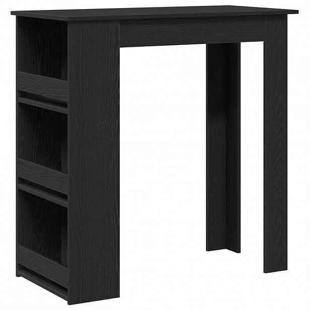 vidaXL Barový stůl s úložným regálem Dub černý 102x50x103,5 cm