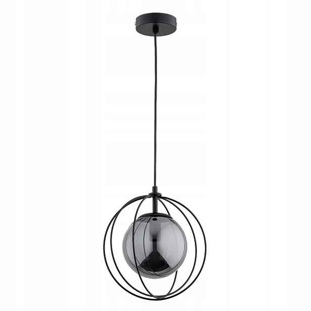 Závěsná loftová lampa černá skleněná koule 1xE14 10W Sonar Alfa
