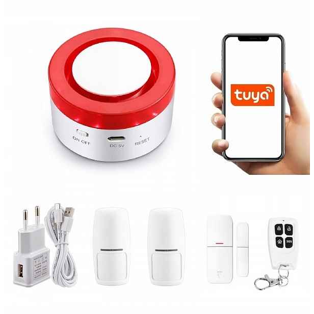 Bezdrátová Zabezpečovací Siréna WiFi Tuya Smart 2xPIR