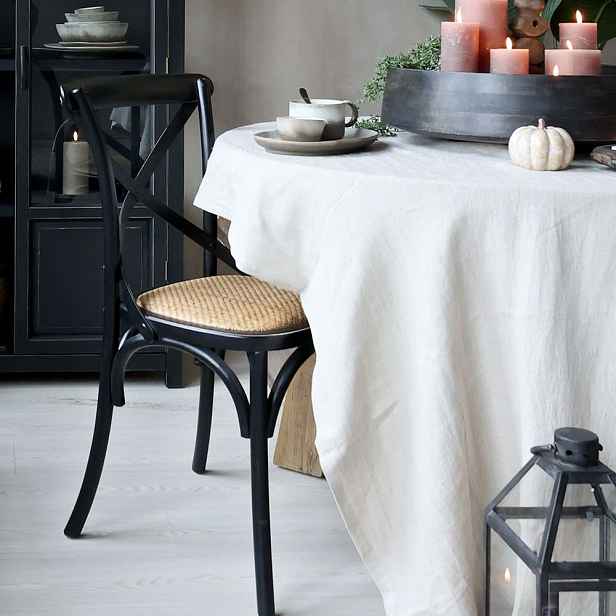 Černá dřevěná židle s ratanovým výpletem Old French chair - 55*51*89cm  Chic Antique