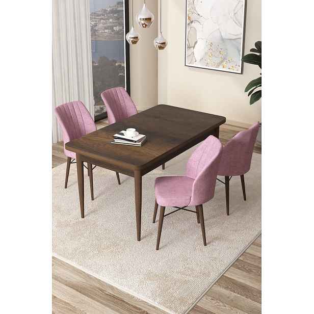 Dining Table & Chairs Set (5 Pieces) Arp - Baroque, Pink